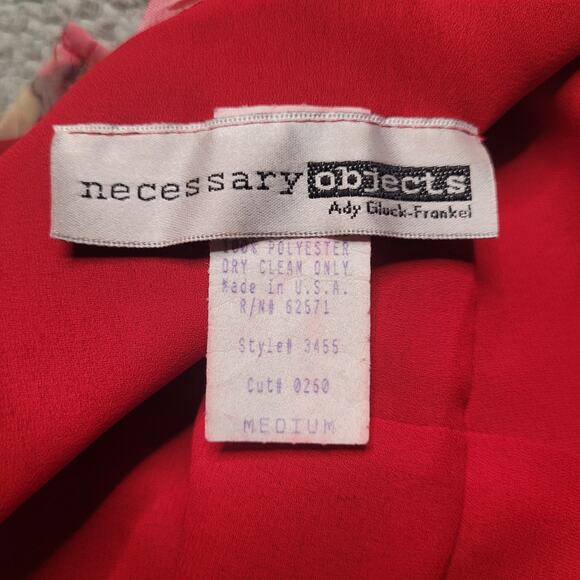 Vintage Necessary Objects Dress Medium Red Floral Fairy Apron Coquette Hi-Lo Y2K - Picture 8 of 11